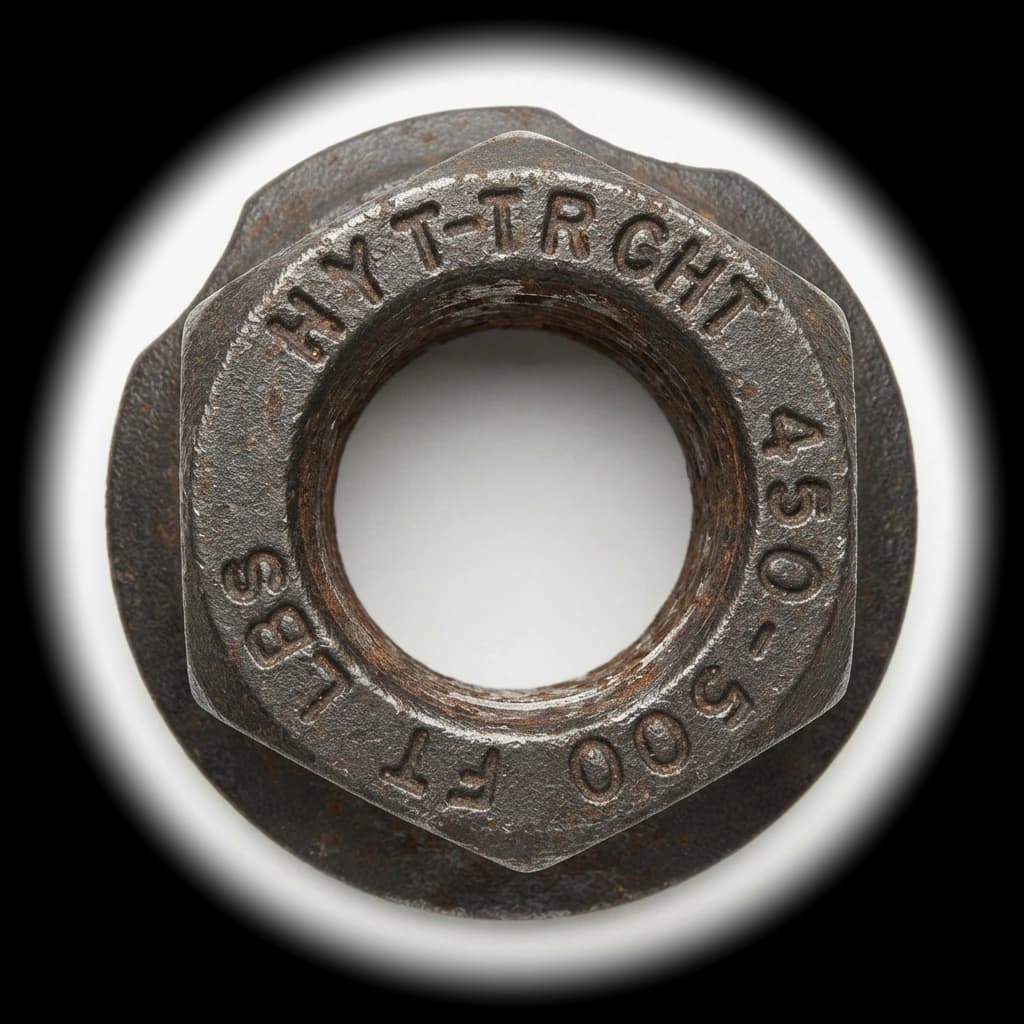 A HYTORC torque nut, calibrated to 500 ft-lbs